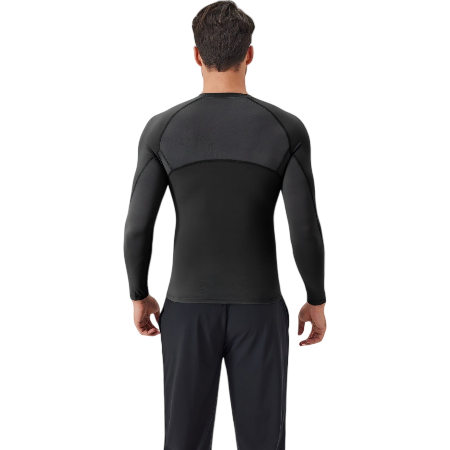 Anna-Kaci Active Men's Long Sleeve Compression Shirt with Stretch Fit and Athletic Seam Detailing