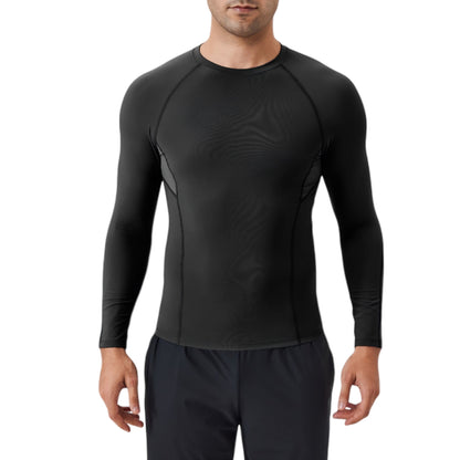 Anna-Kaci Active Men's Long Sleeve Compression Shirt with Stretch Fit and Athletic Seam Detailing