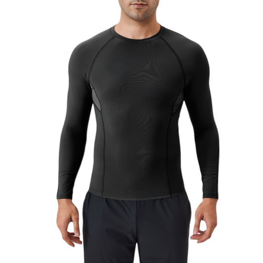 Anna-Kaci Active Men's Long Sleeve Compression Shirt with Stretch Fit and Athletic Seam Detailing