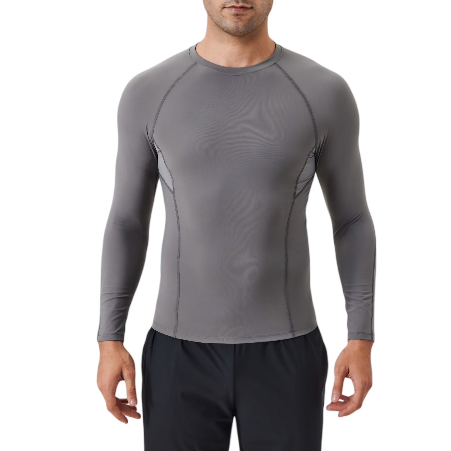 Anna-Kaci Active Men's Long Sleeve Compression Shirt with Stretch Fit and Athletic Seam Detailing