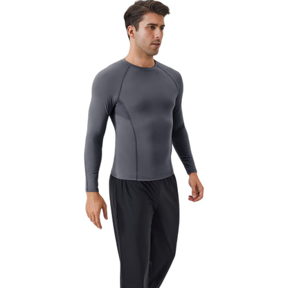 Anna-Kaci Active Men's Long Sleeve Compression Shirt with Stretch Fit and Athletic Seam Detailing