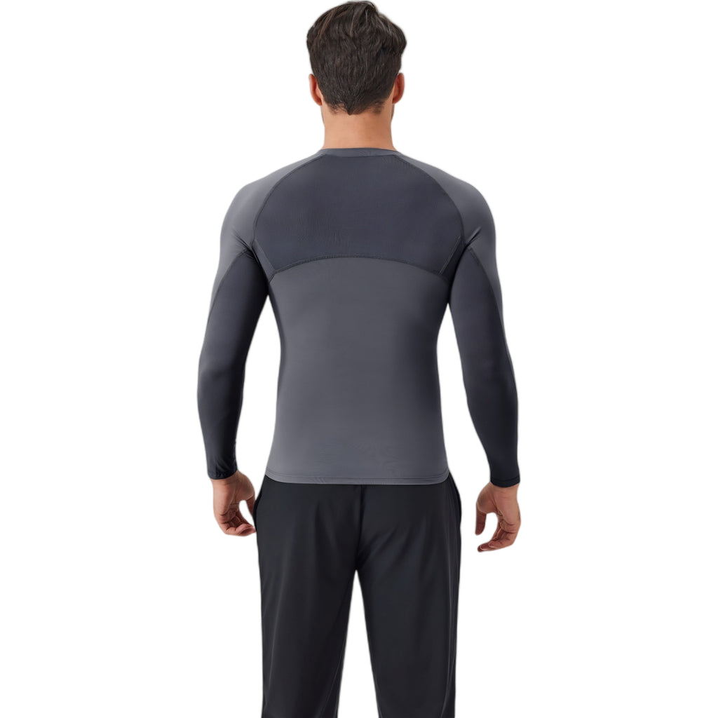 Anna-Kaci Active Men's Long Sleeve Compression Shirt with Stretch Fit and Athletic Seam Detailing