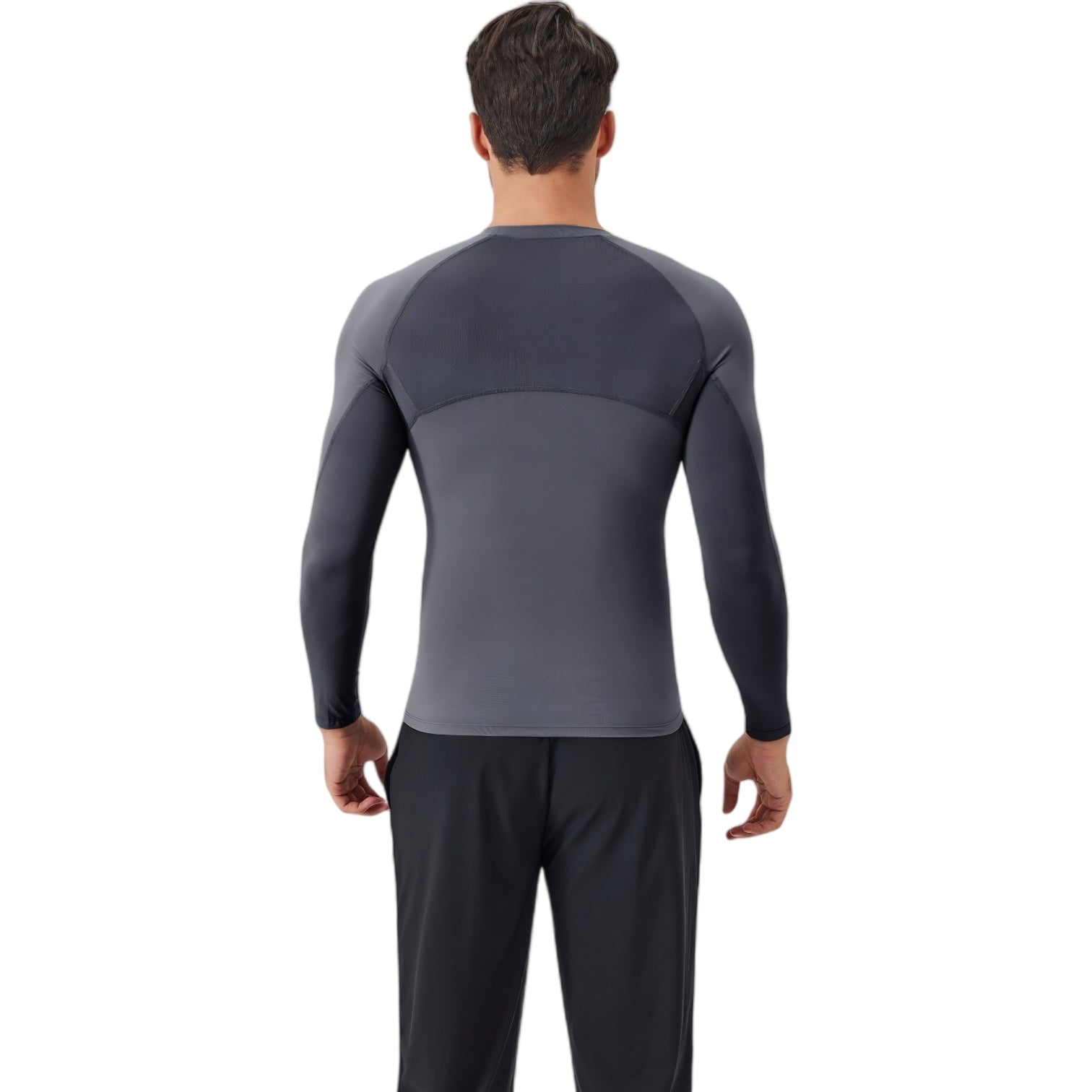 Anna-Kaci Active Men's Long Sleeve Compression Shirt with Stretch Fit and Athletic Seam Detailing