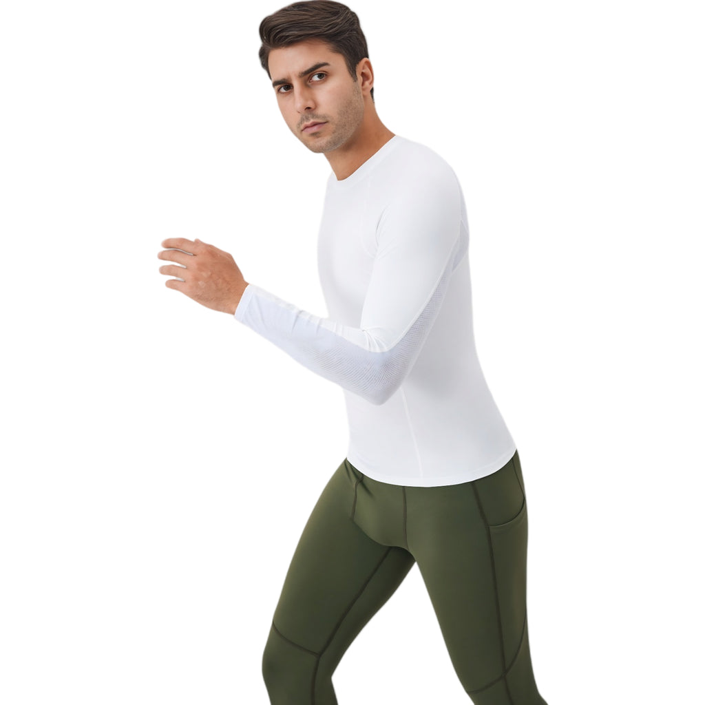 Anna-Kaci Active Men's Long Sleeve Compression Shirt with Stretch Fit and Athletic Seam Detailing