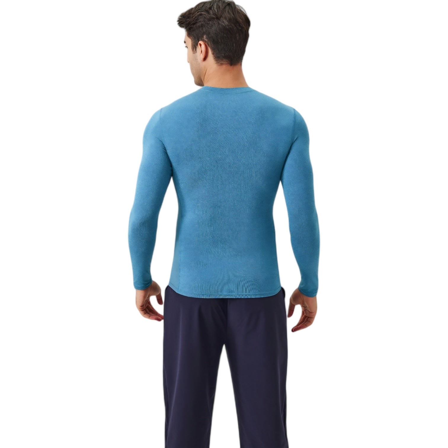 Anna-Kaci Active Men's Long Sleeve Performance Shirt with Seamless Stretch Fabric and Crew Neck Design