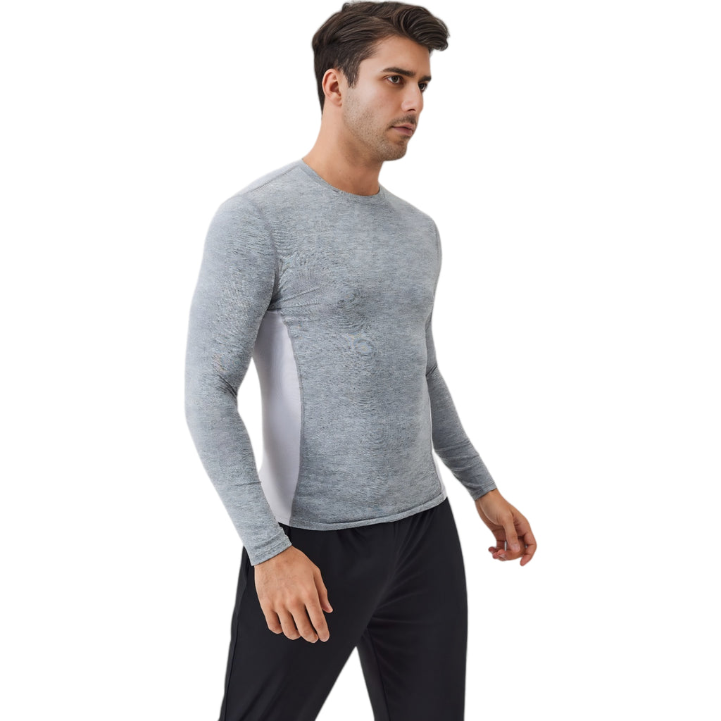 Anna-Kaci Active Men's Long Sleeve Performance Shirt with Seamless Stretch Fabric and Crew Neck Design