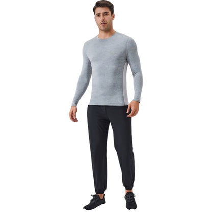 Anna-Kaci Active Men's Long Sleeve Performance Shirt with Seamless Stretch Fabric and Crew Neck Design