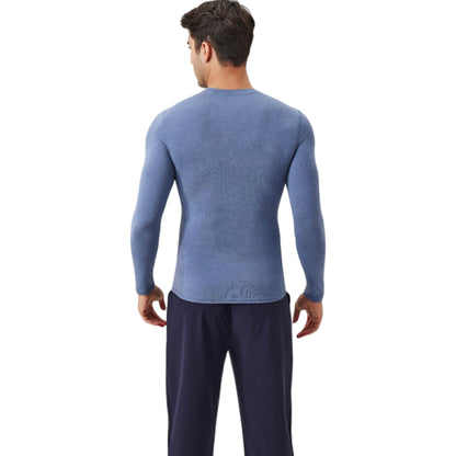 Anna-Kaci Active Men's Long Sleeve Performance Shirt with Seamless Stretch Fabric and Crew Neck Design