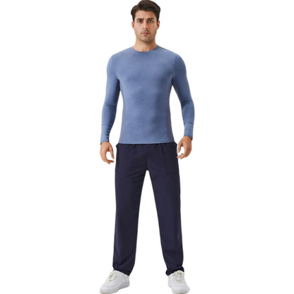 Anna-Kaci Active Men's Long Sleeve Performance Shirt with Seamless Stretch Fabric and Crew Neck Design