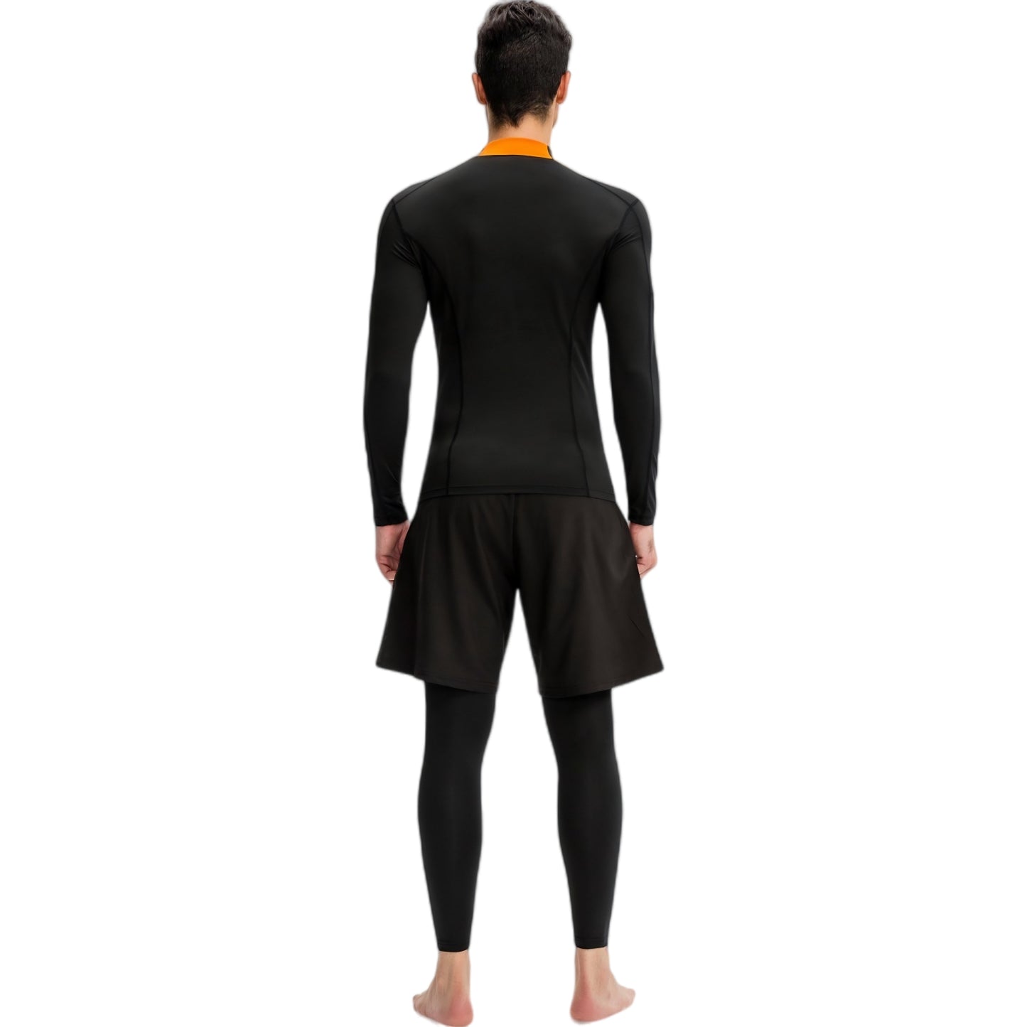 Anna-Kaci Active Men's Long Sleeve Compression Shirt with Contrast Stitching and Athletic Fit