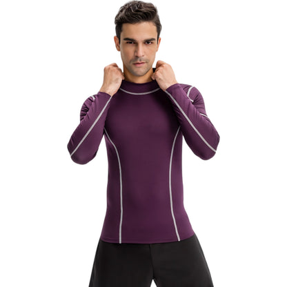 Anna-Kaci Active Men's Long Sleeve Compression Shirt with Contrast Stitching and Athletic Fit