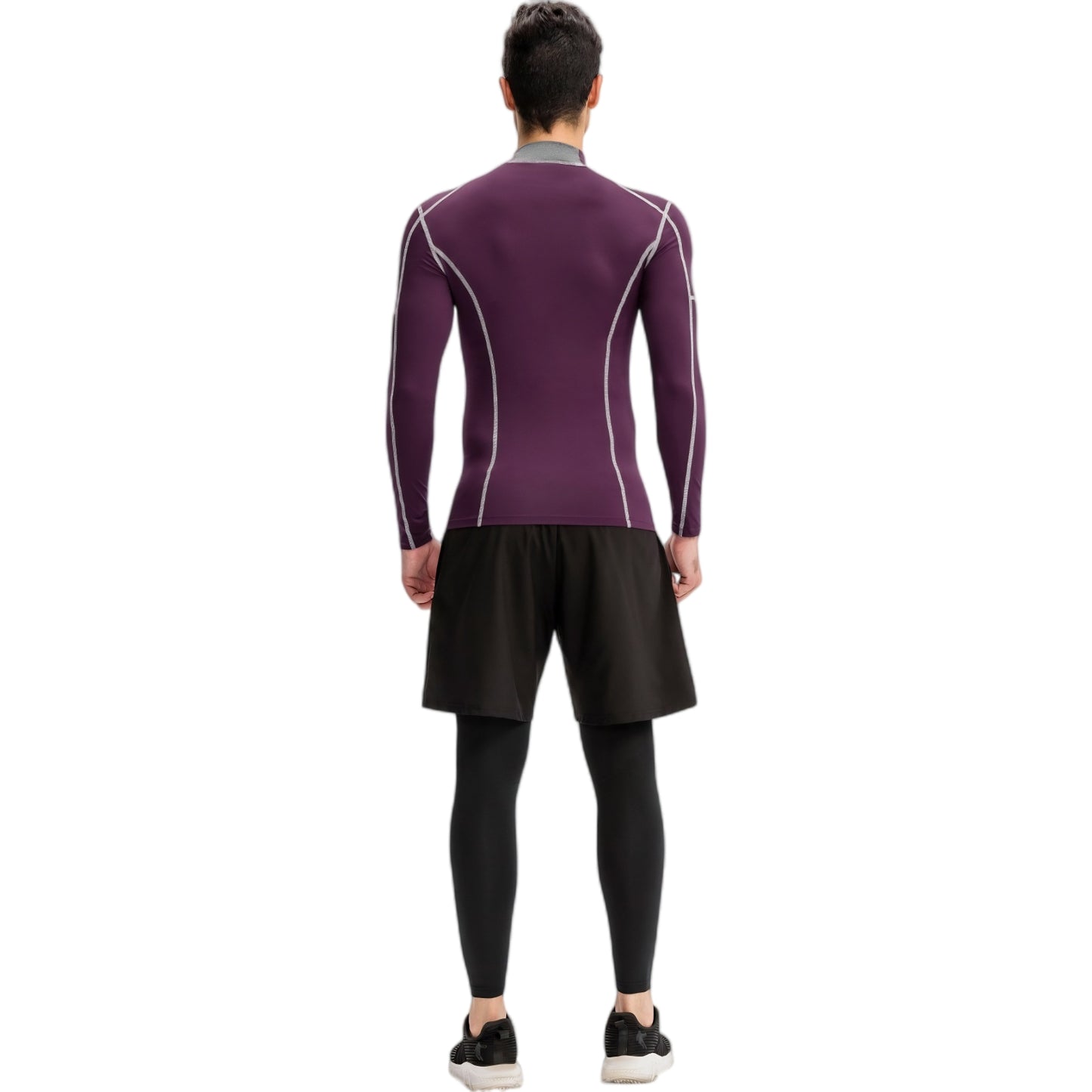 Anna-Kaci Active Men's Long Sleeve Compression Shirt with Contrast Stitching and Athletic Fit