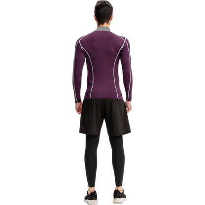 Anna-Kaci Active Men's Long Sleeve Compression Shirt with Contrast Stitching and Athletic Fit