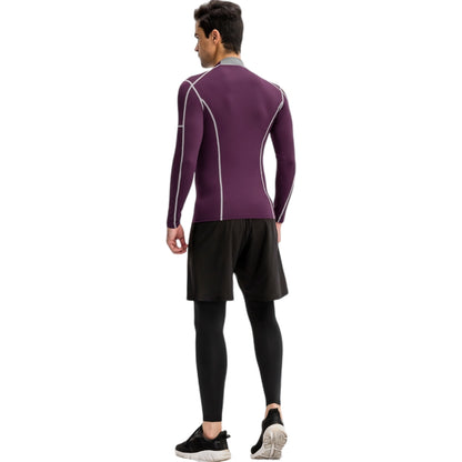 Anna-Kaci Active Men's Long Sleeve Compression Shirt with Contrast Stitching and Athletic Fit