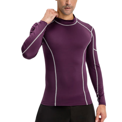 Anna-Kaci Active Men's Long Sleeve Compression Shirt with Contrast Stitching and Athletic Fit