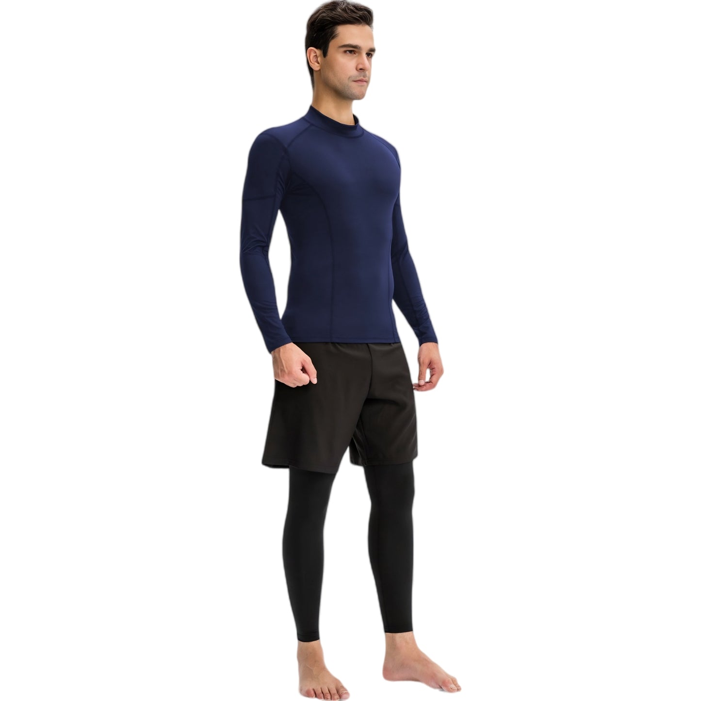 Anna-Kaci Active Men's Long Sleeve Compression Shirt with Contrast Stitching and Athletic Fit