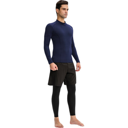 Anna-Kaci Active Men's Long Sleeve Compression Shirt with Contrast Stitching and Athletic Fit