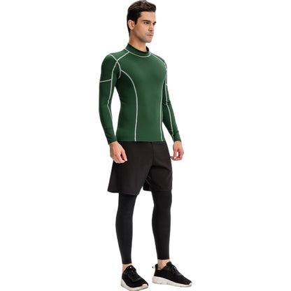 Anna-Kaci Active Men's Long Sleeve Compression Shirt with Contrast Stitching and Athletic Fit