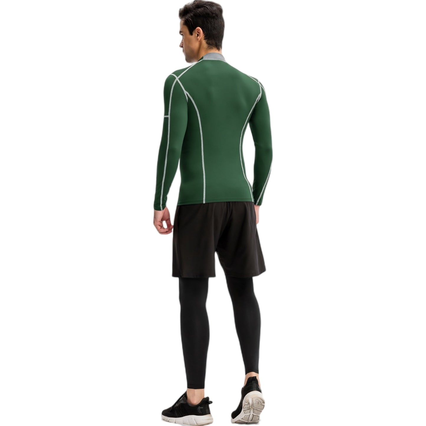 Anna-Kaci Active Men's Long Sleeve Compression Shirt with Contrast Stitching and Athletic Fit