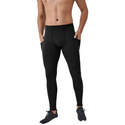 Anna-Kaci Active Men's Full-Length Compression Leggings with Side Pockets and Stretch Moisture-Wicking Fabric