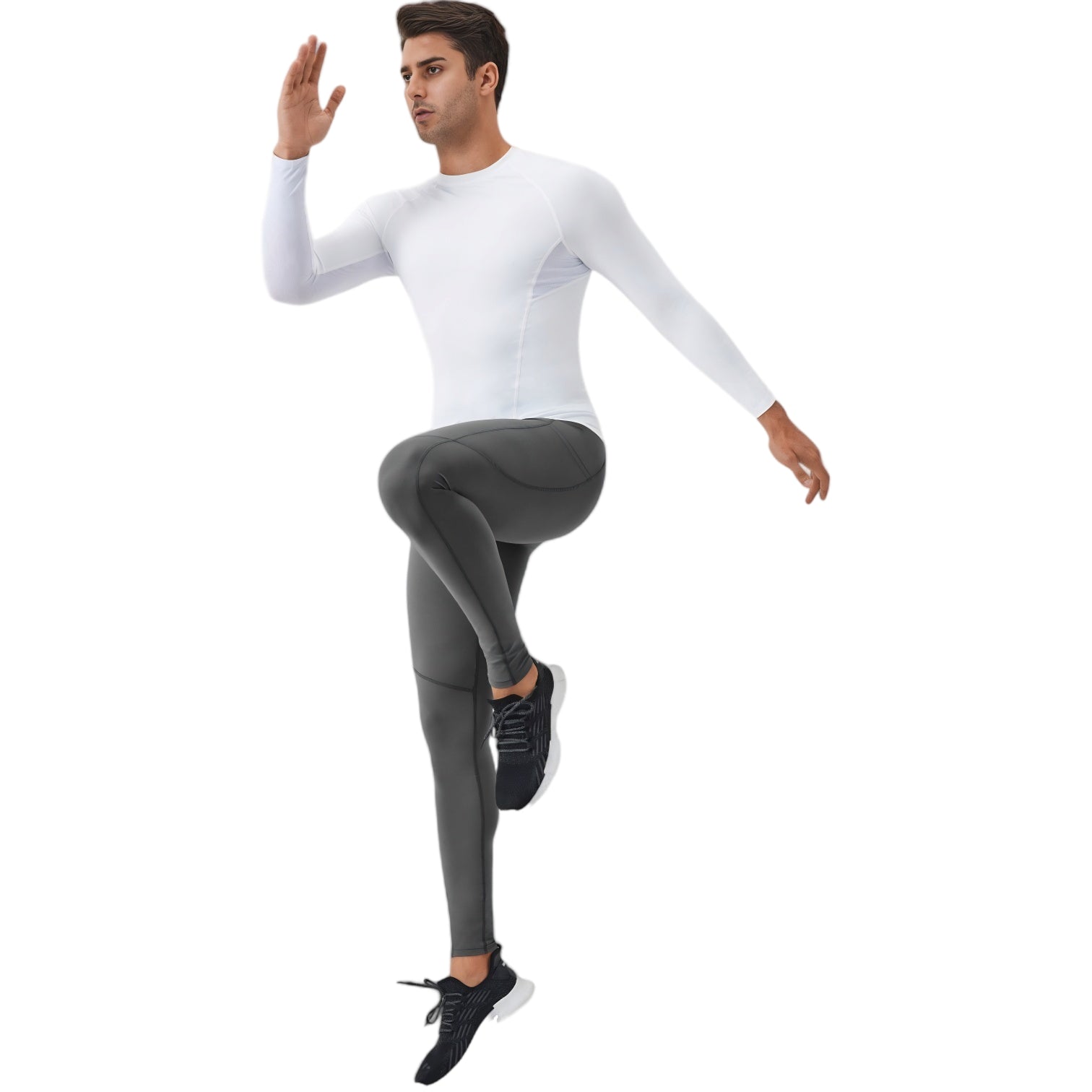 Anna-Kaci Active Men's Full-Length Compression Leggings with Side Pockets and Stretch Moisture-Wicking Fabric
