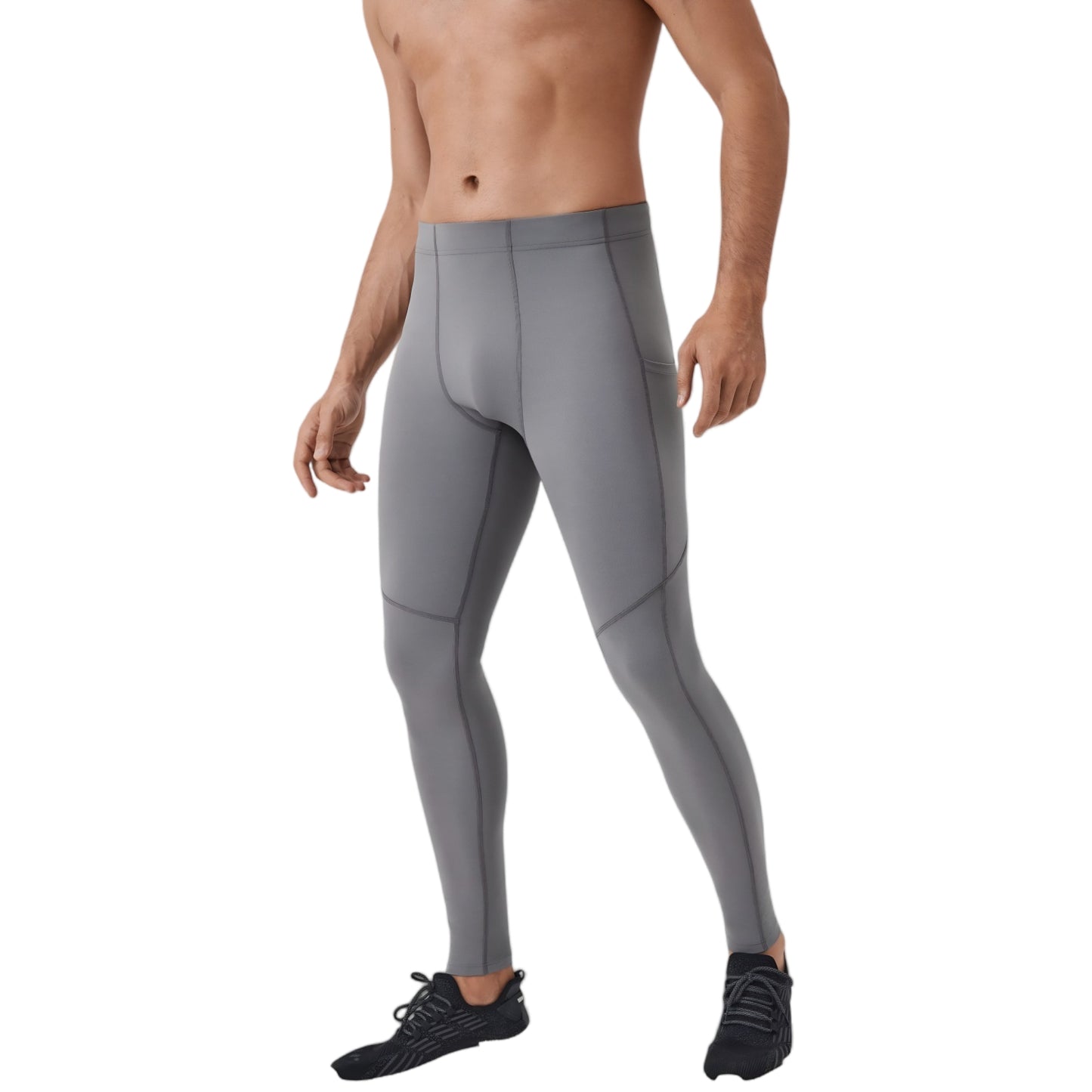 Anna-Kaci Active Men's Full-Length Compression Leggings with Side Pockets and Stretch Moisture-Wicking Fabric