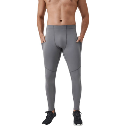 Anna-Kaci Active Men's Full-Length Compression Leggings with Side Pockets and Stretch Moisture-Wicking Fabric