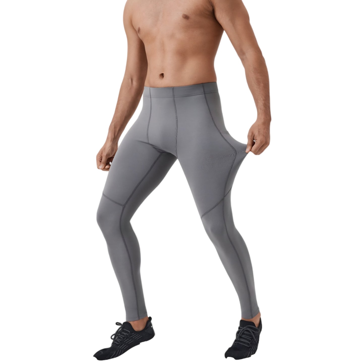 Anna-Kaci Active Men's Full-Length Compression Leggings with Side Pockets and Stretch Moisture-Wicking Fabric