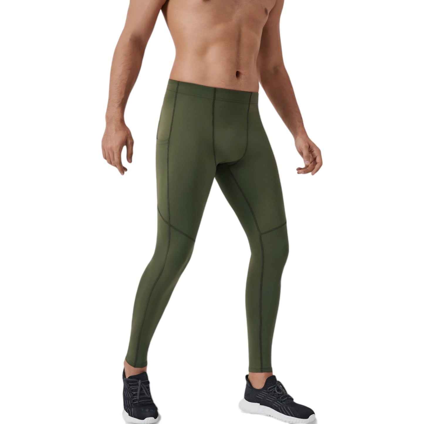 Anna-Kaci Active Men's Full-Length Compression Leggings with Side Pockets and Stretch Moisture-Wicking Fabric