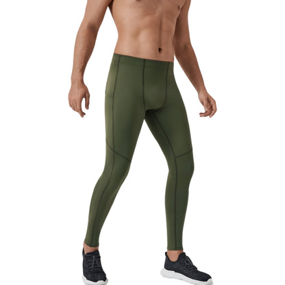 Anna-Kaci Active Men's Full-Length Compression Leggings with Side Pockets and Stretch Moisture-Wicking Fabric