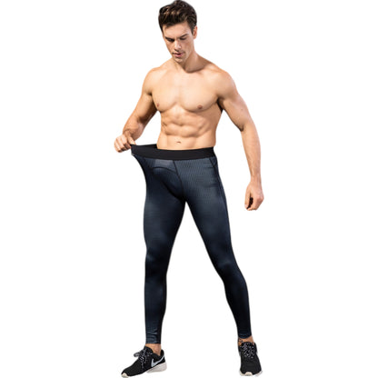 Anna-Kaci Active Men's High Performance Compression Leggings Full-Length with Honeycomb Texture and Elastic Waistband
