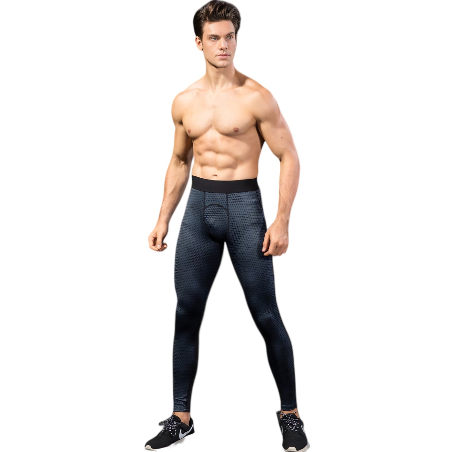 Anna-Kaci Active Men's High Performance Compression Leggings Full-Length with Honeycomb Texture and Elastic Waistband