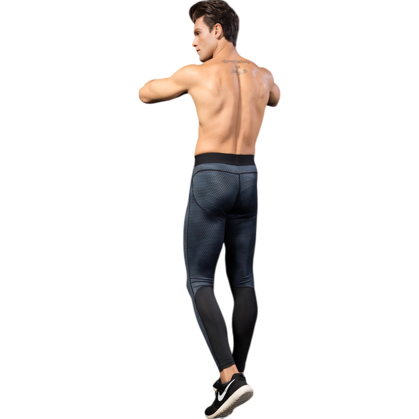 Anna-Kaci Active Men's High Performance Compression Leggings Full-Length with Honeycomb Texture and Elastic Waistband
