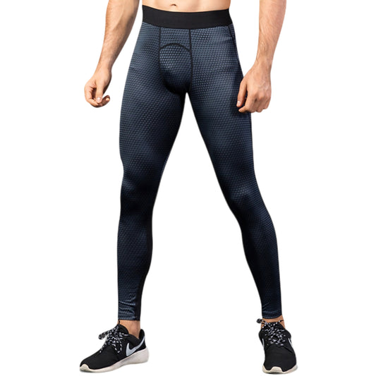 Anna-Kaci Active Men's High Performance Compression Leggings Full-Length with Honeycomb Texture and Elastic Waistband