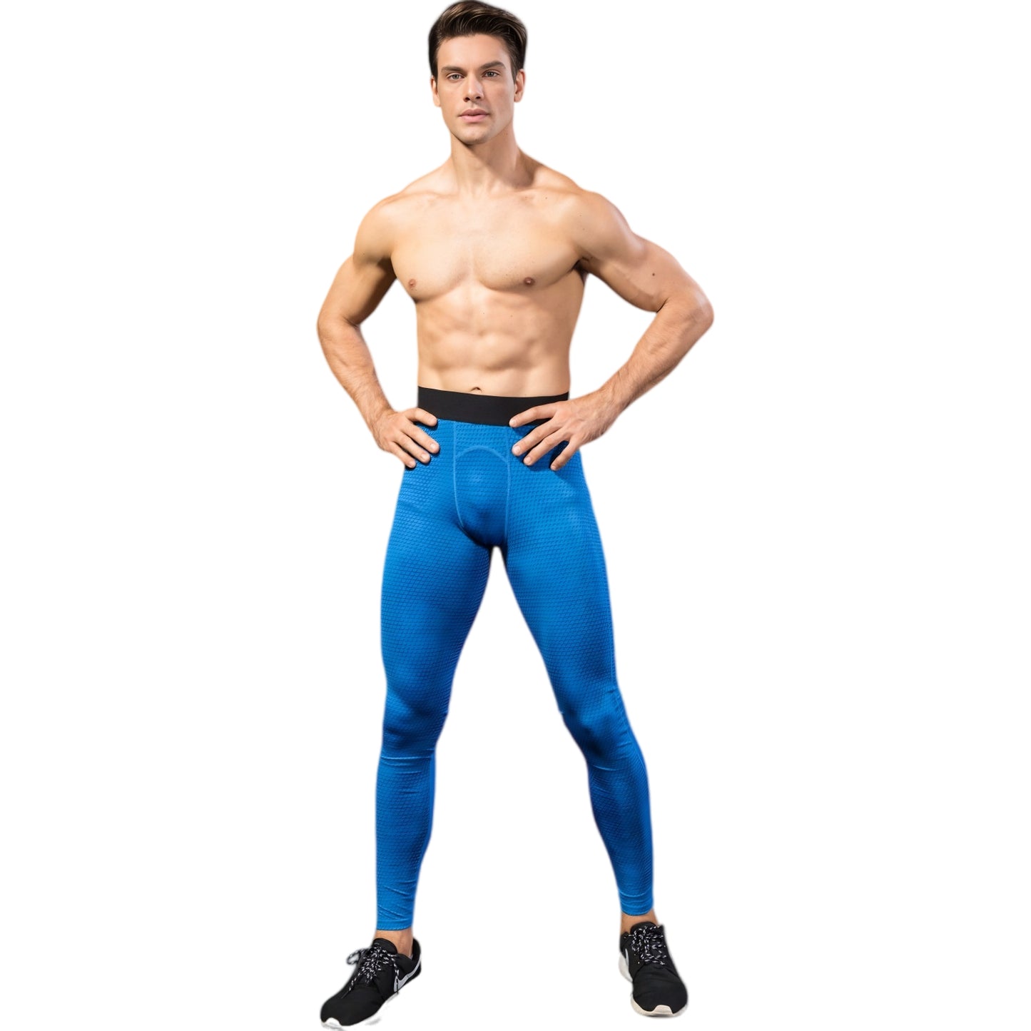 Anna-Kaci Active Men's High Performance Compression Leggings Full-Length with Honeycomb Texture and Elastic Waistband
