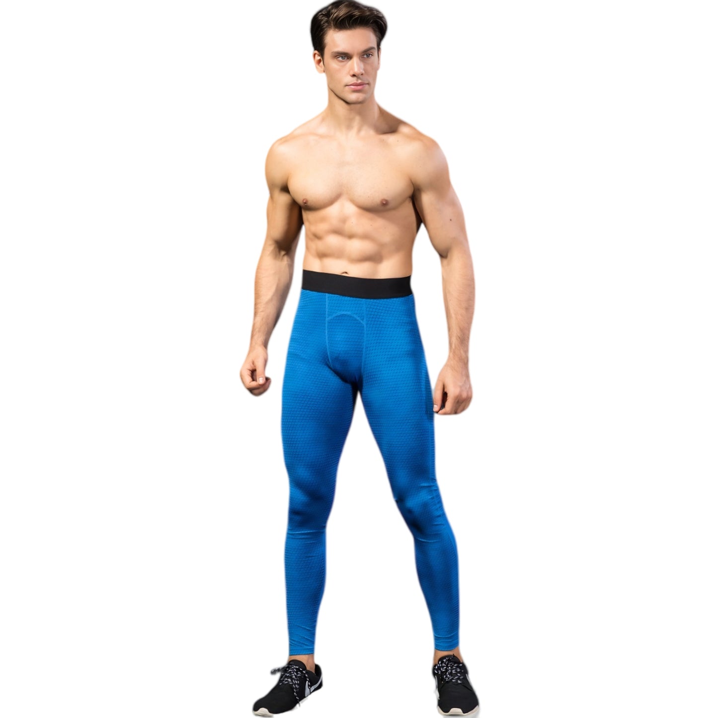Anna-Kaci Active Men's High Performance Compression Leggings Full-Length with Honeycomb Texture and Elastic Waistband