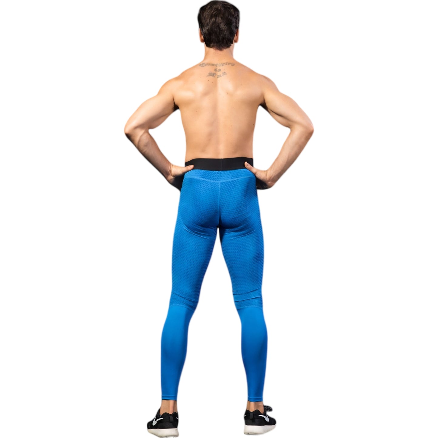 Anna-Kaci Active Men's High Performance Compression Leggings Full-Length with Honeycomb Texture and Elastic Waistband