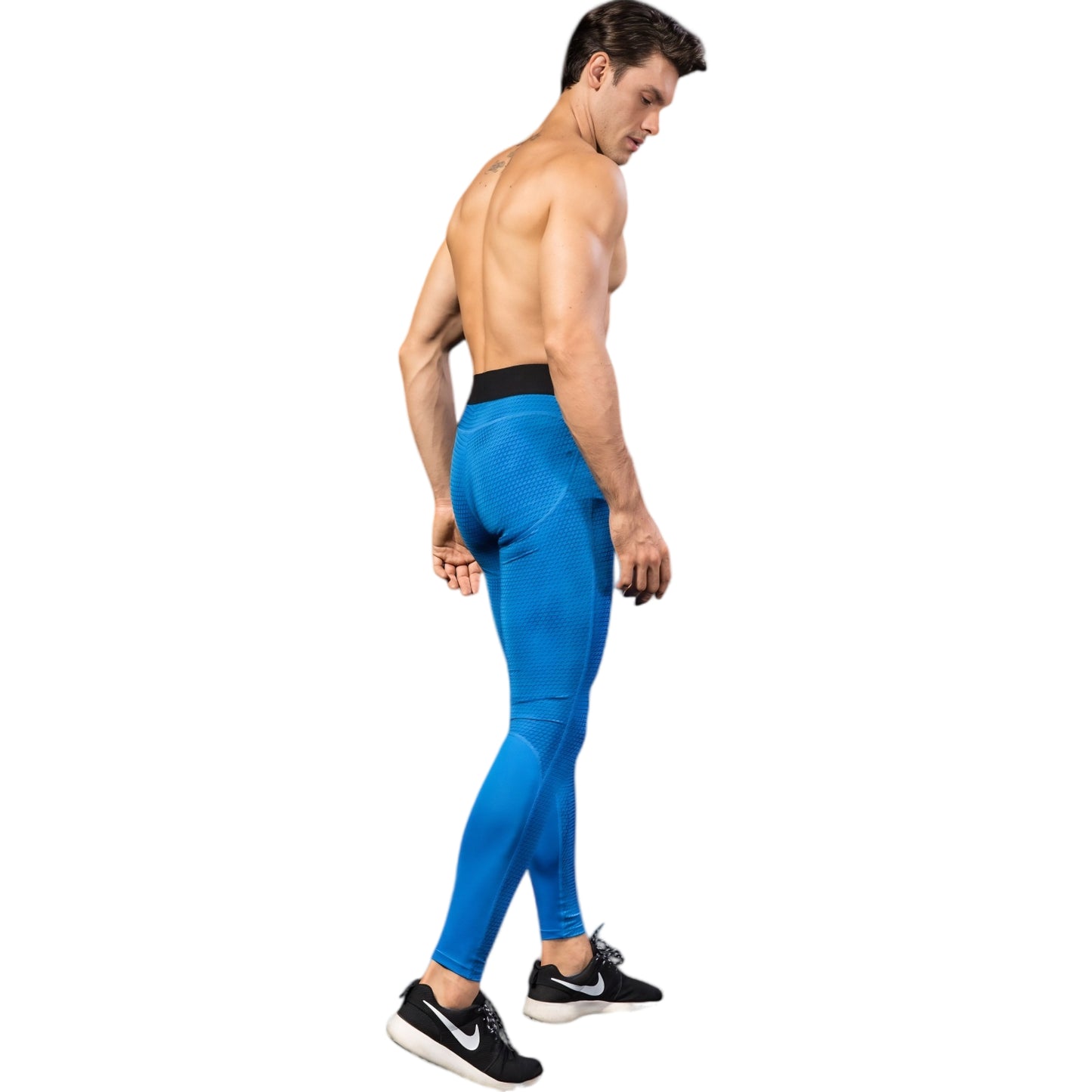 Anna-Kaci Active Men's High Performance Compression Leggings Full-Length with Honeycomb Texture and Elastic Waistband