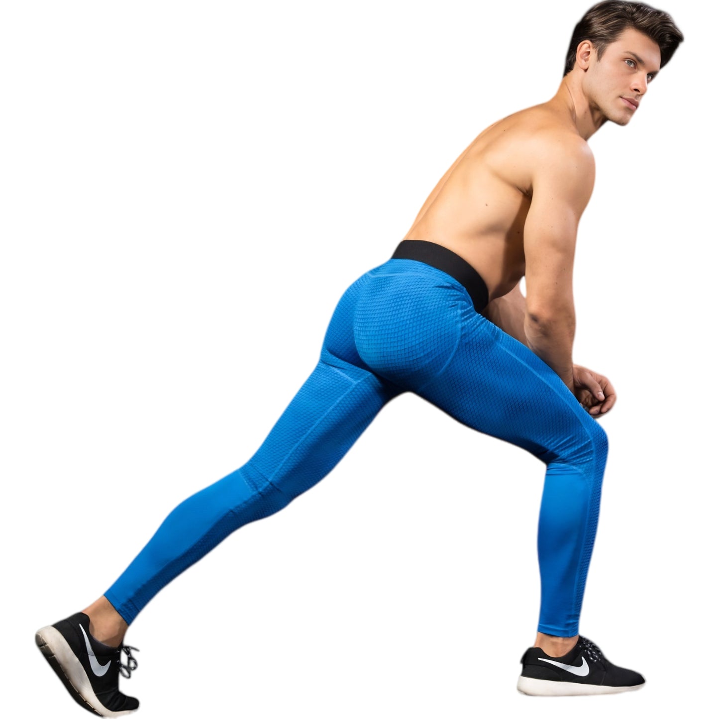 Anna-Kaci Active Men's High Performance Compression Leggings Full-Length with Honeycomb Texture and Elastic Waistband
