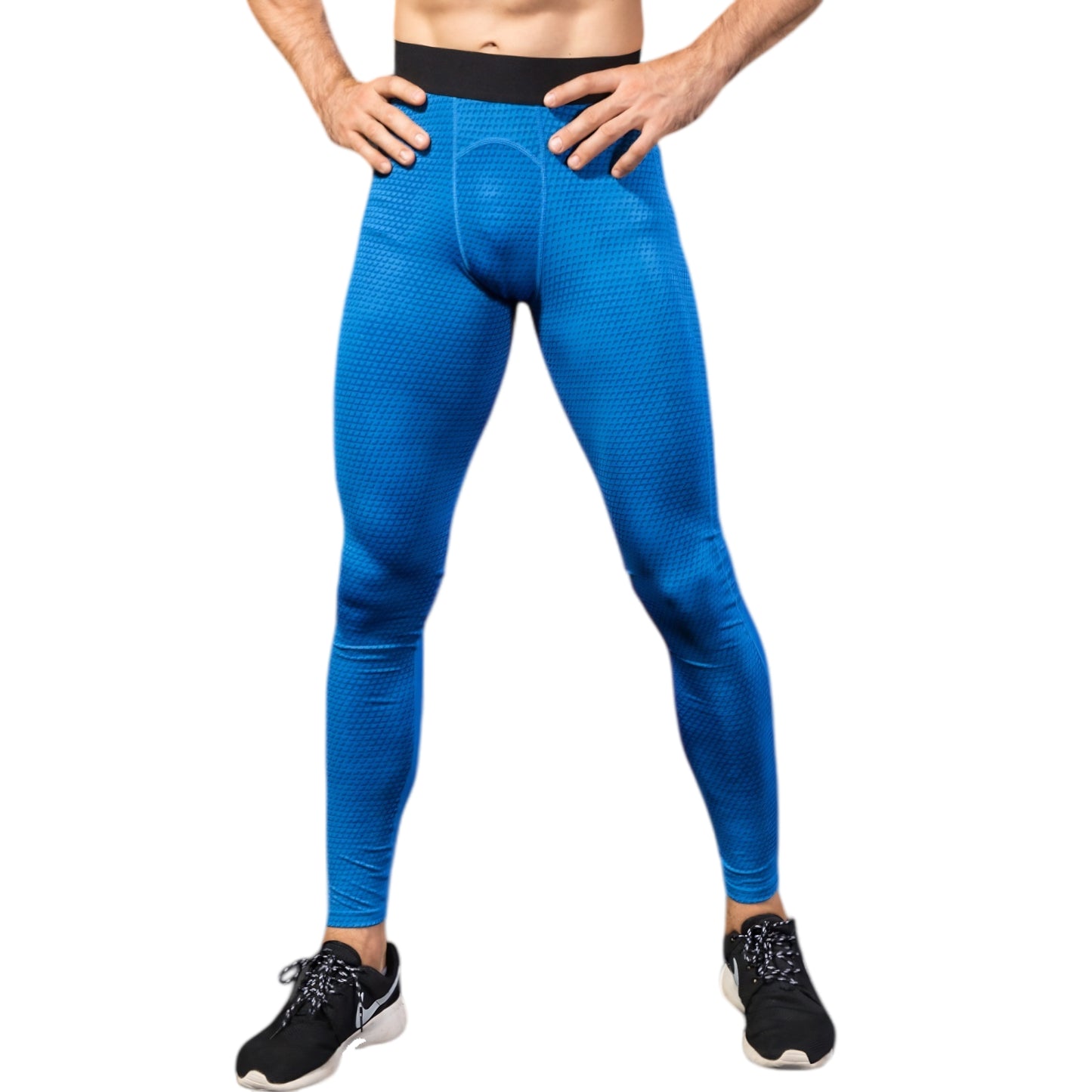 Anna-Kaci Active Men's High Performance Compression Leggings Full-Length with Honeycomb Texture and Elastic Waistband