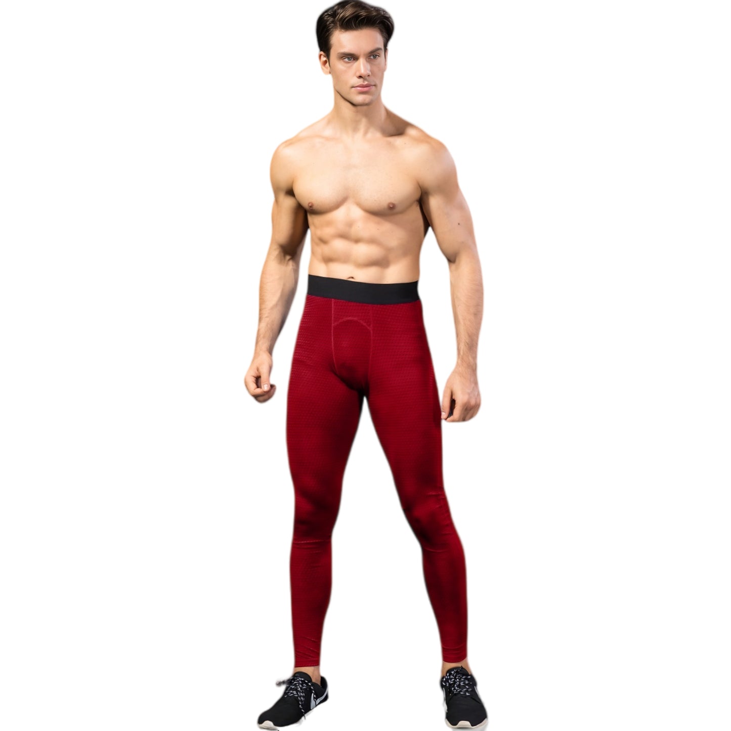 Anna-Kaci Active Men's High Performance Compression Leggings Full-Length with Honeycomb Texture and Elastic Waistband