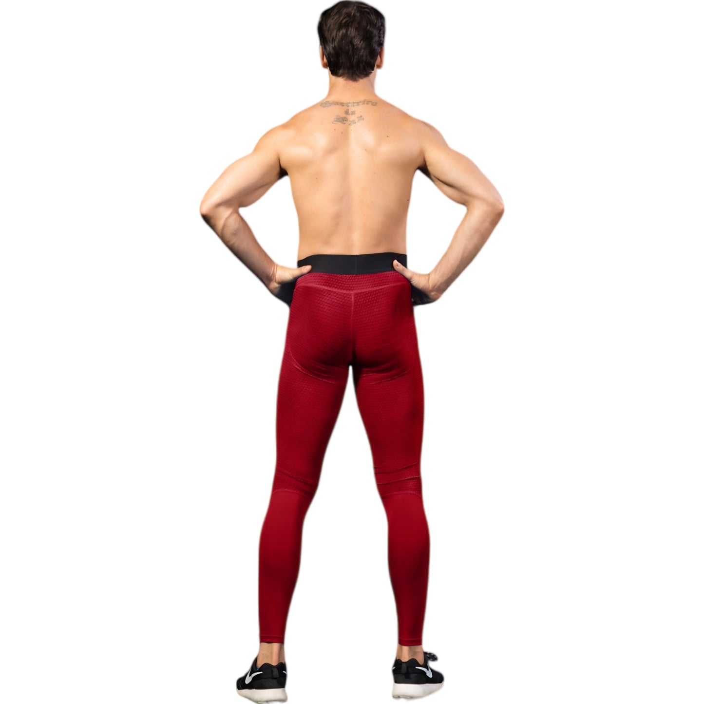 Anna-Kaci Active Men's High Performance Compression Leggings Full-Length with Honeycomb Texture and Elastic Waistband
