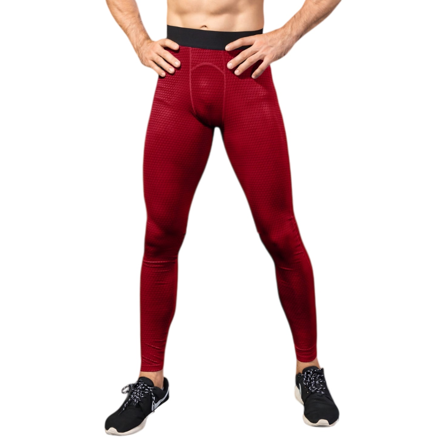 Anna-Kaci Active Men's High Performance Compression Leggings Full-Length with Honeycomb Texture and Elastic Waistband