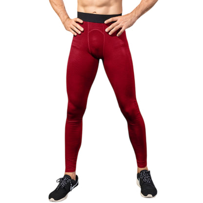Anna-Kaci Active Men's High Performance Compression Leggings Full-Length with Honeycomb Texture and Elastic Waistband