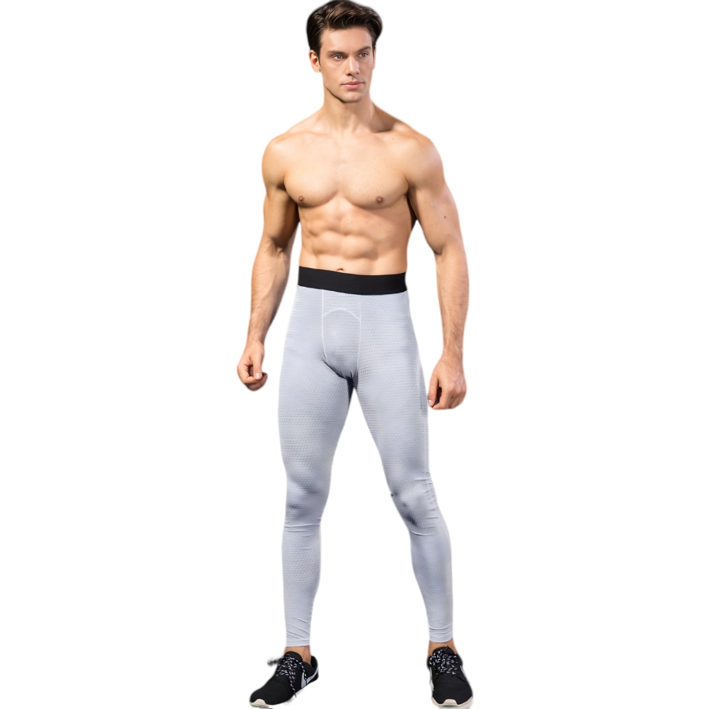 Anna-Kaci Active Men's High Performance Compression Leggings Full-Length with Honeycomb Texture and Elastic Waistband