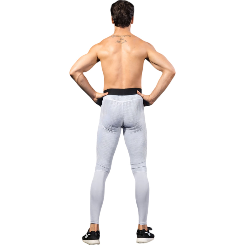 Anna-Kaci Active Men's High Performance Compression Leggings Full-Length with Honeycomb Texture and Elastic Waistband