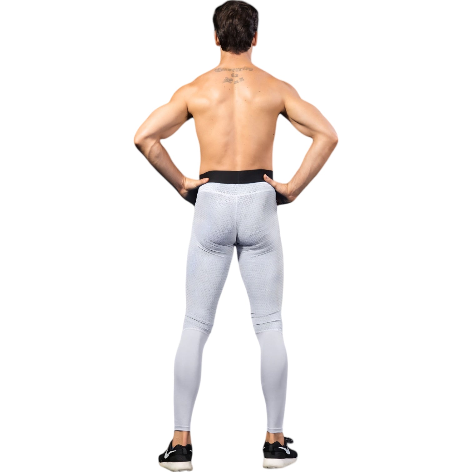 Anna-Kaci Active Men's High Performance Compression Leggings Full-Length with Honeycomb Texture and Elastic Waistband