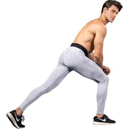 Anna-Kaci Active Men's High Performance Compression Leggings Full-Length with Honeycomb Texture and Elastic Waistband