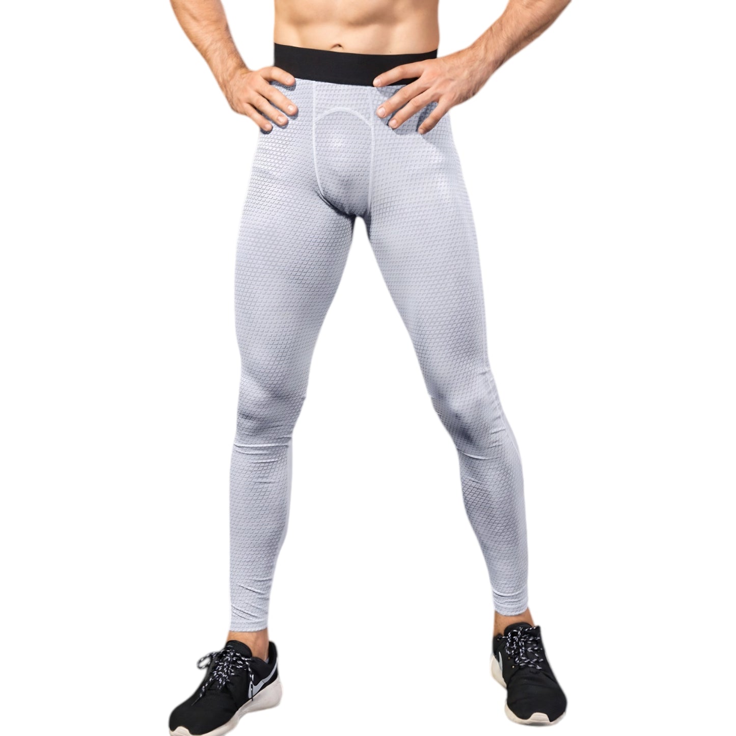 Anna-Kaci Active Men's High Performance Compression Leggings Full-Length with Honeycomb Texture and Elastic Waistband