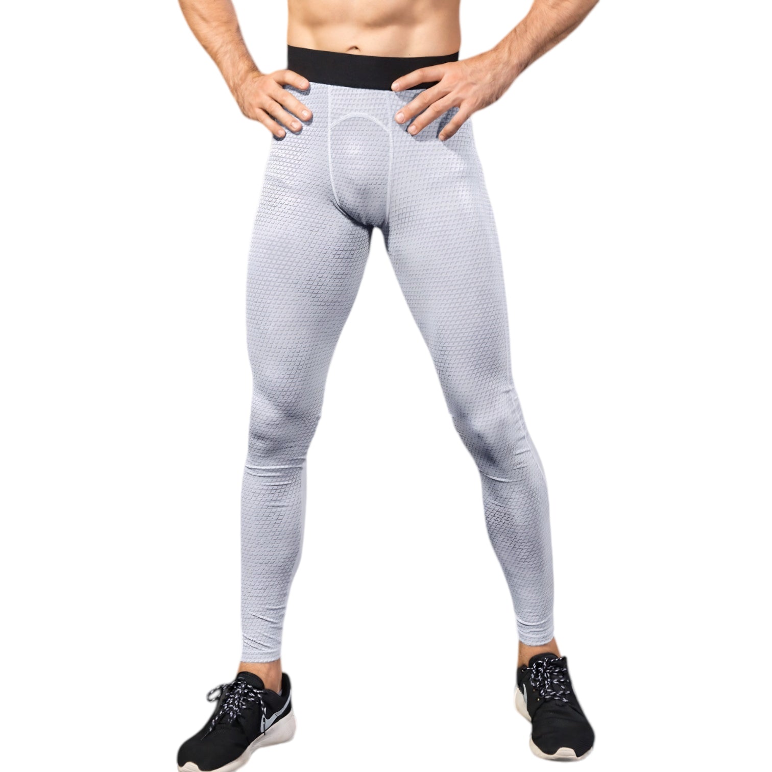 Anna-Kaci Active Men's High Performance Compression Leggings Full-Length with Honeycomb Texture and Elastic Waistband